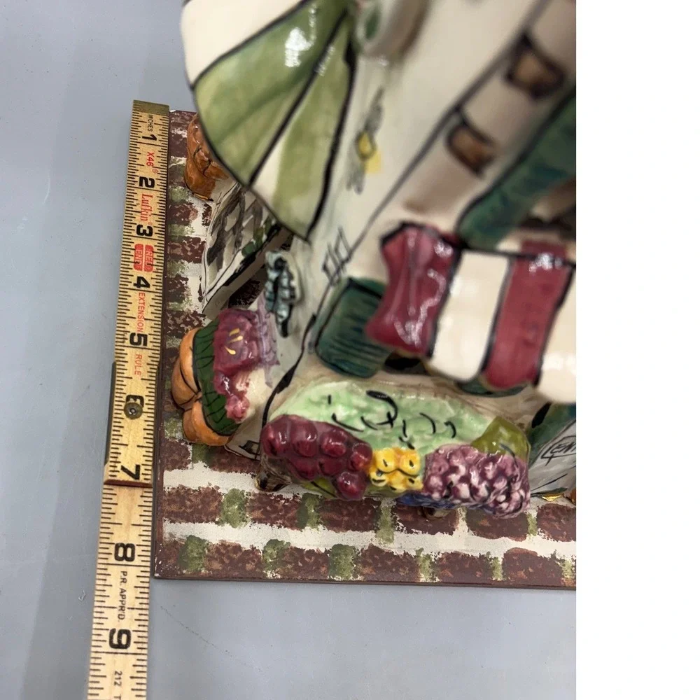 Heather Goldminc Blue Sky Hand Painted Ceramic French Village Fleuriste Luminary